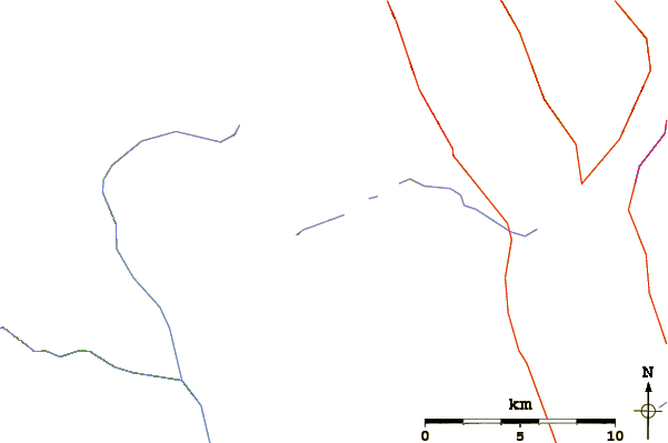 Roads and rivers around Mount Cautley