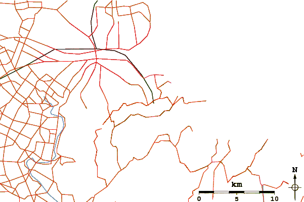 Roads and rivers around Mount Cavendish