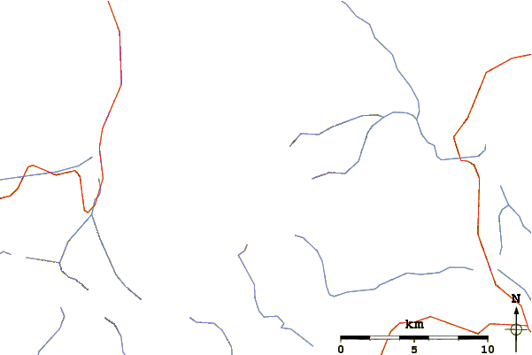 Roads and rivers around Mount Celeste (Rees Ridge)