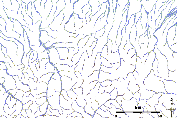 Roads and rivers around Mount Chamberlin (Alaska)