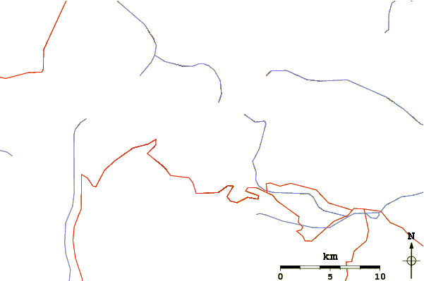 Roads and rivers around Mount Chiquita