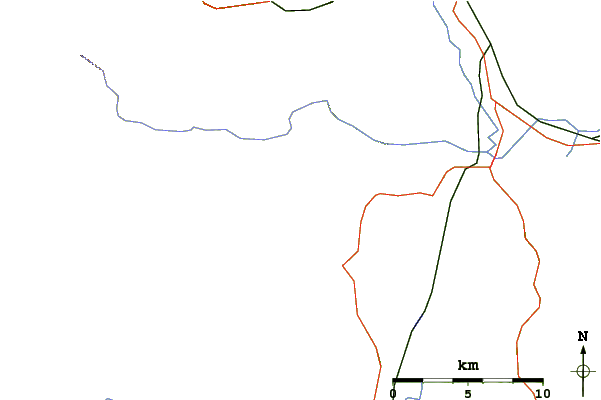 Roads and rivers around Mount Chocura