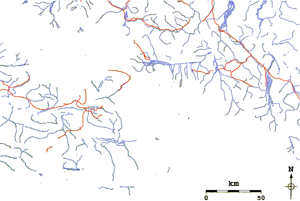 Roads and rivers around Mount Churchill