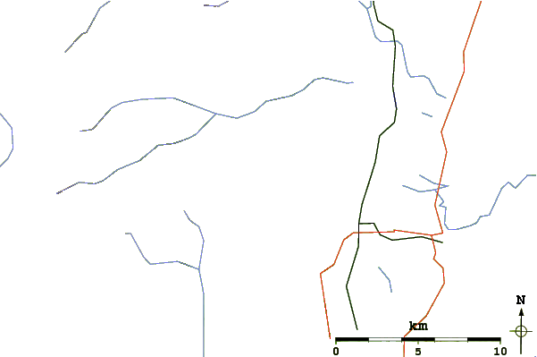 Roads and rivers around Mount Clague (Howson Range)