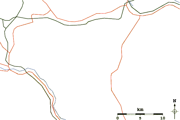 Roads and rivers around Mount Clay