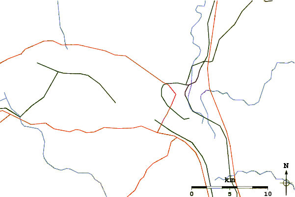 Roads and rivers around Mount Coffin