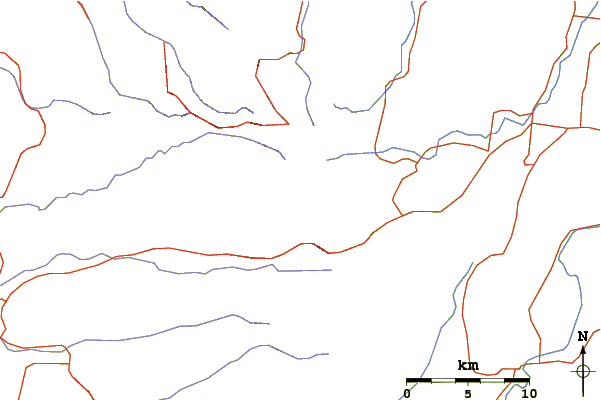 Roads and rivers around Mount Cordeaux