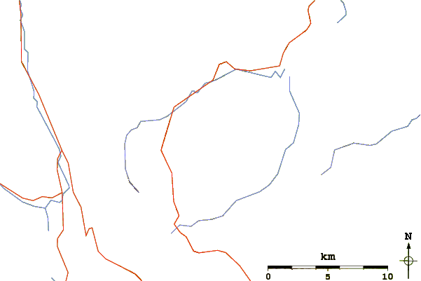 Roads and rivers around Mount Cornwall