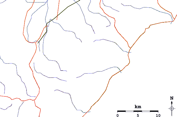 Roads and rivers around Mount Cowley