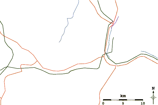 Roads and rivers around Mount Crescent