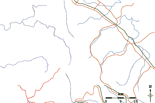 Roads and rivers around Mount Dalrymple