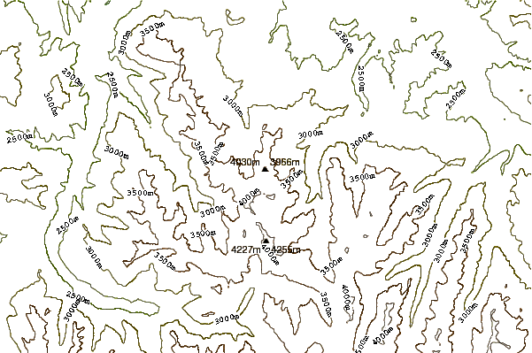 Mountain peaks around Mount Daly