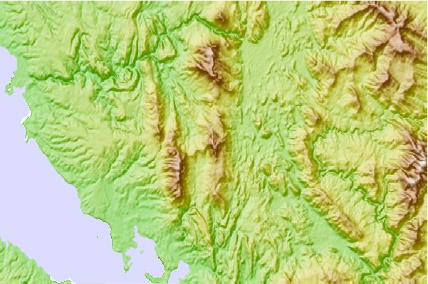 Surf breaks located close to Mount Darwin (Tasmania)