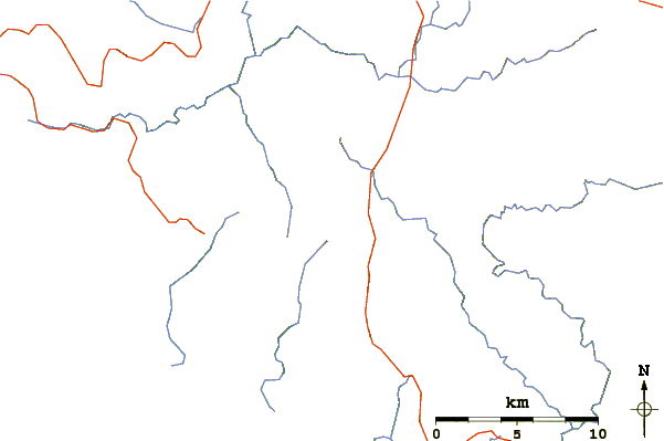 Roads and rivers around Mount Darwin (Tasmania)