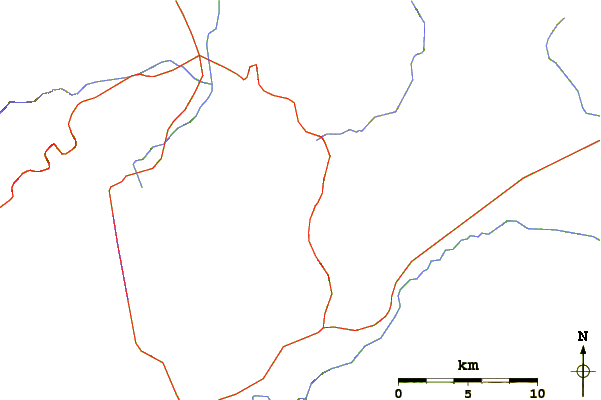 Roads and rivers around Mount Davidson (Nevada)