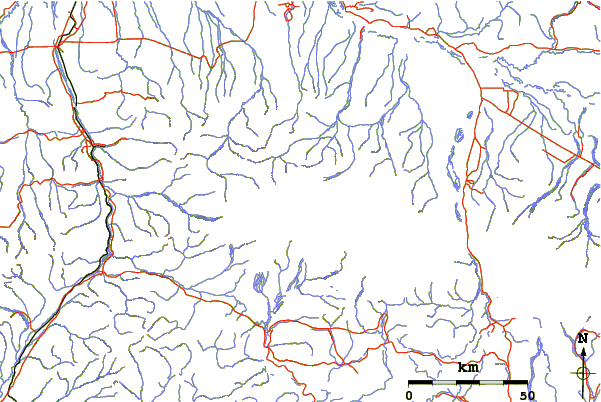 Roads and rivers around Mount Deborah