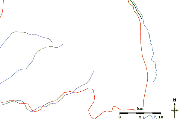 Roads and rivers around Mount Delano