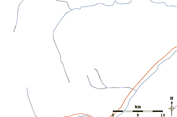 Roads and rivers around Mount Delphine