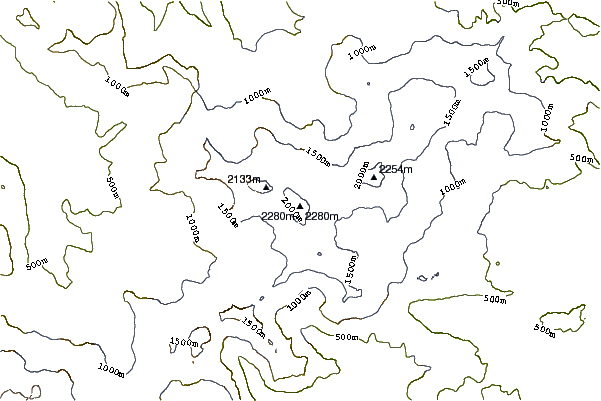 Mountain peaks around Mount Denison