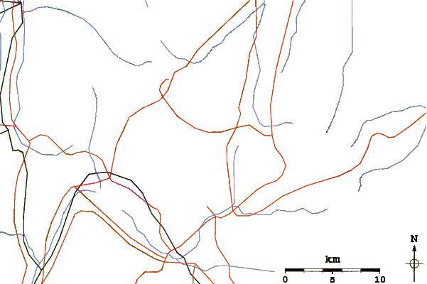 Roads and rivers around Mount Denjō