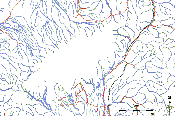 Roads and rivers around Mount Dickey