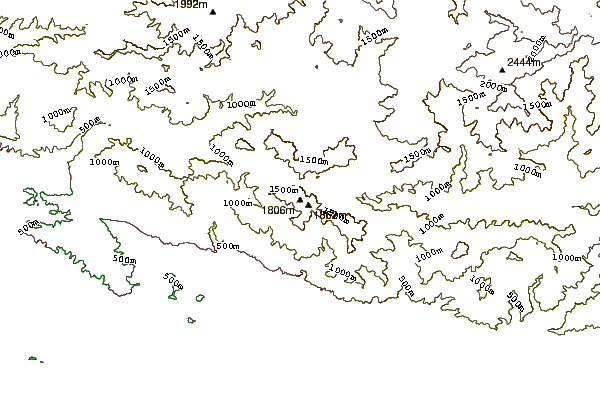 Mountain peaks around Mount Disappointment (California)