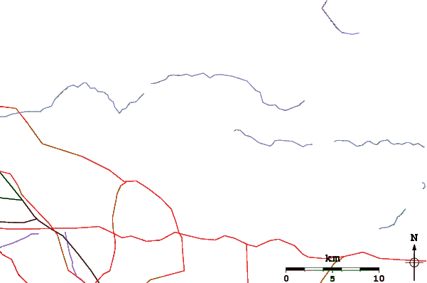 Roads and rivers around Mount Disappointment (California)