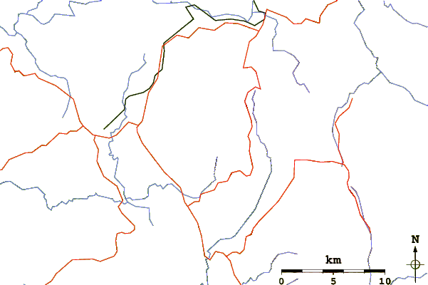 Roads and rivers around Mount Dundas (Tasmania)