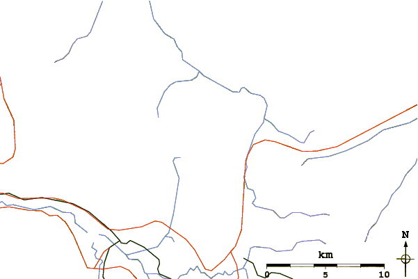 Roads and rivers around Mount Elliott (British Columbia)