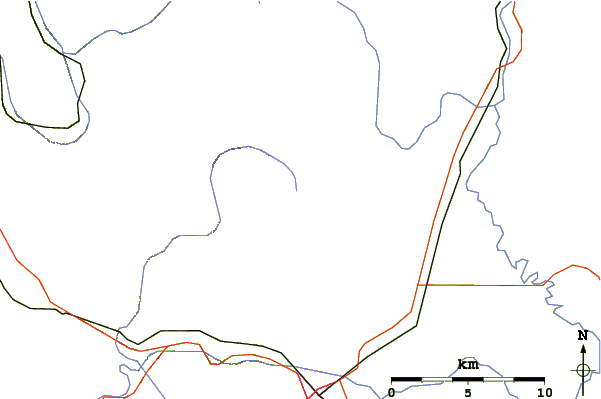 Roads and rivers around Mount Emily (Union County, Oregon)