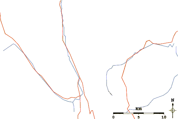 Roads and rivers around Mount Evan-Thomas