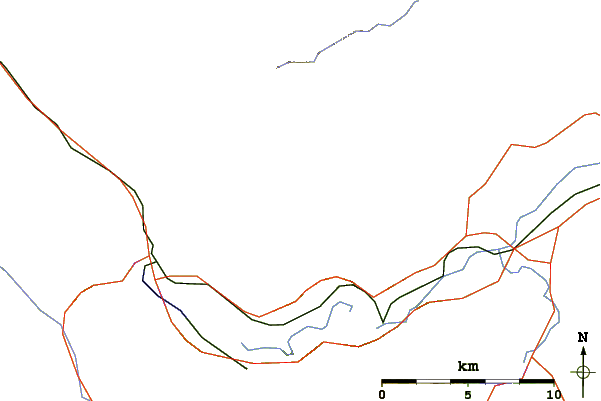 Roads and rivers around Mount Fable