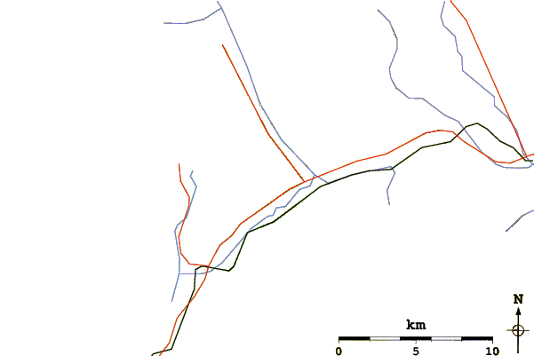 Roads and rivers around Mount Field (British Columbia)