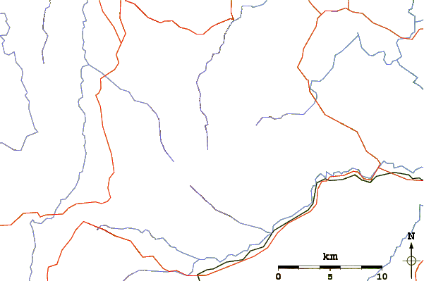 Roads and rivers around Mount Field West