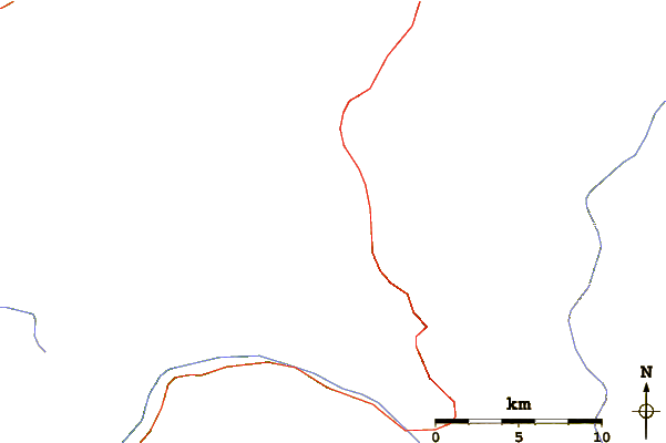 Roads and rivers around Mount Fisht