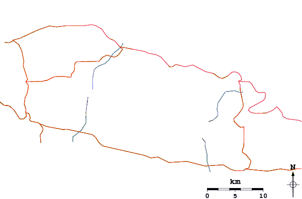 Roads and rivers around Mount Fito