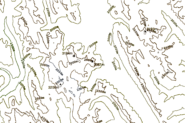 Mountain peaks around Mount Fox (Canada)