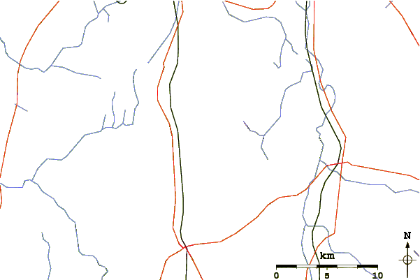 Roads and rivers around Mount Frissell