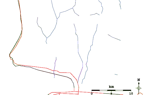 Roads and rivers around Mount Fromme