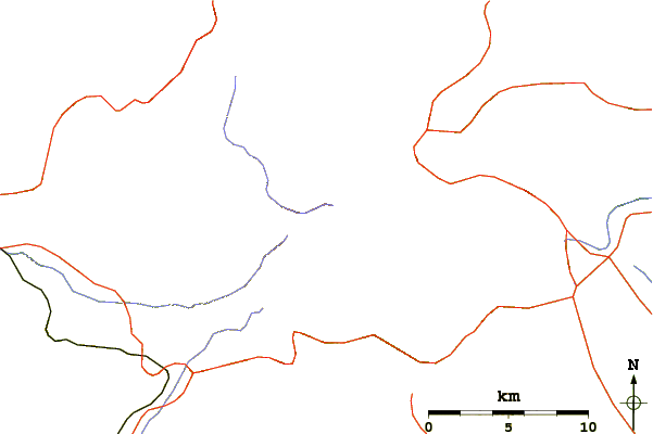 Roads and rivers around Mount Fure