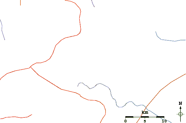 Roads and rivers around Mount Gee