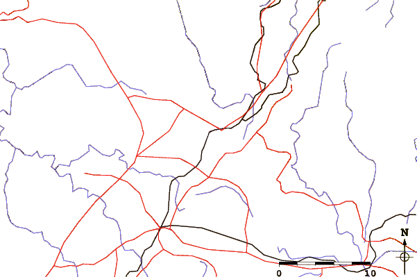 Roads and rivers around Mount Gibraltar