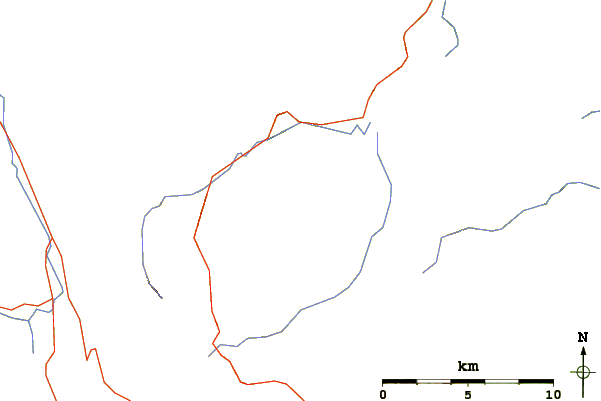 Roads and rivers around Mount Glasgow