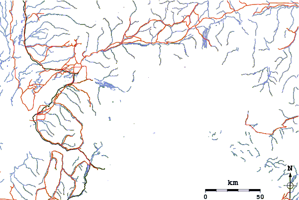 Roads and rivers around Mount Goode