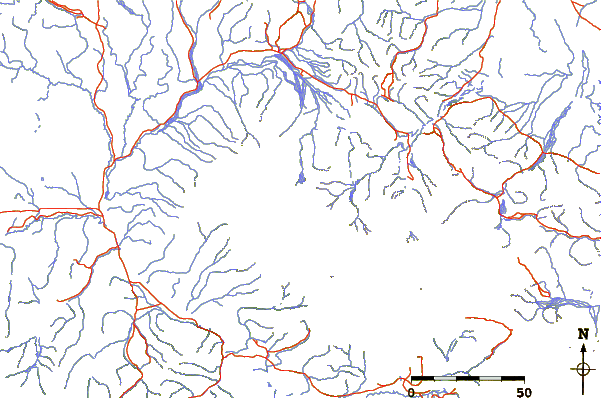 Roads and rivers around Mount Gordon