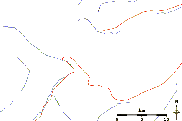 Roads and rivers around Mount Gould