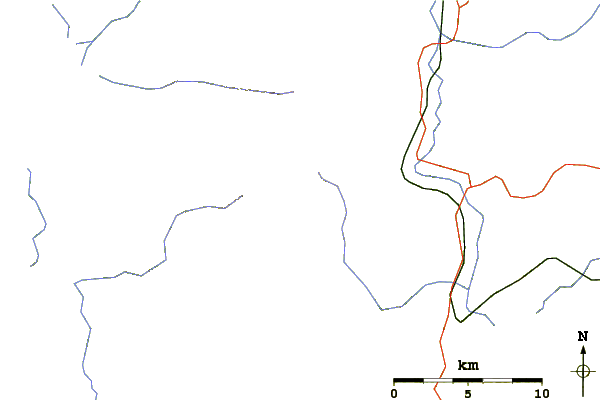Roads and rivers around Mount Hachimori (Yūbari)