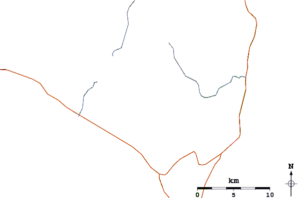 Roads and rivers around Mount Hakamagoshi (Samani)