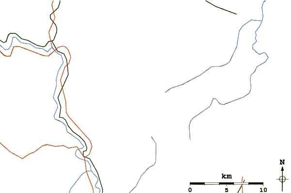 Roads and rivers around Mount Hako