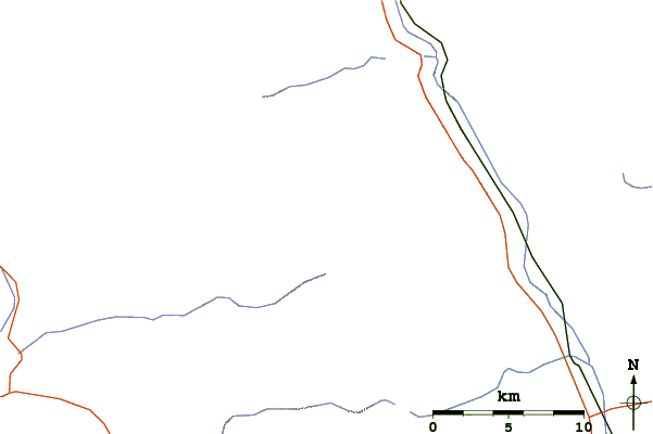 Roads and rivers around Mount Harvard